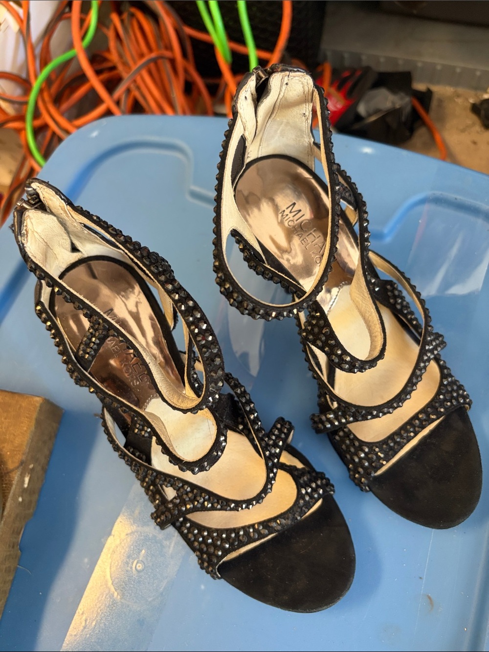 Michael Kors Black Studded Strappy Heels